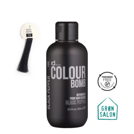 Tratament de colorare Colour Bomb Black Pepper 100 de la IdHAIR este o culoare directa pentru reimprospatarea nuantei sau pentru colorare semi-permanenta.