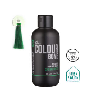 Tratament de colorare Colour Bomb Spring Green 722 de la IdHAIR este o culoare directa pentru reimprospatarea nuantei sau pentru colorare semi-permanenta.