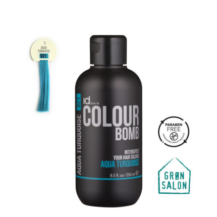 Tratament de colorare Colour Bomb Aqua Turquoise 821 de la IdHAIR este o culoare directa pentru reimprospatarea nuantei sau pentru colorare semi-permanenta.