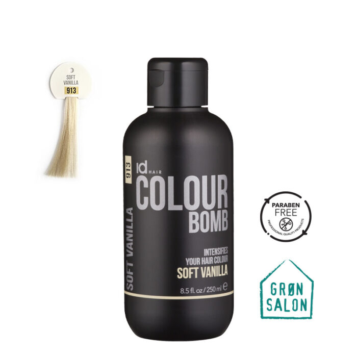 Tratament de colorare Colour Bomb Soft Vanilla 913 de la IdHAIR este o culoare directa pentru reimprospatarea nuantei sau pentru colorare semi-permanenta.