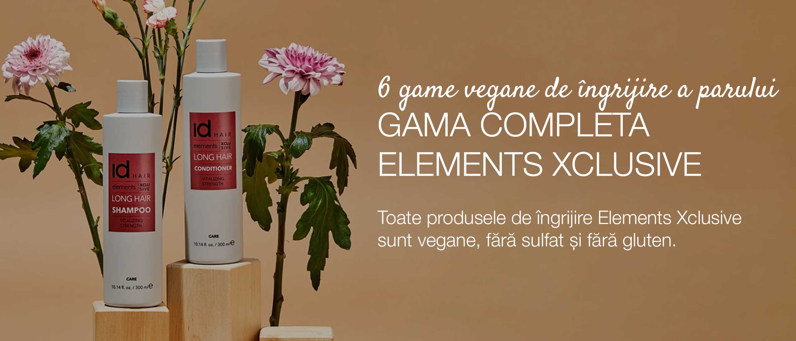 Toate produsele de îngrijire Elements Xclusive sunt vegane, fără sulfat și fără gluten.