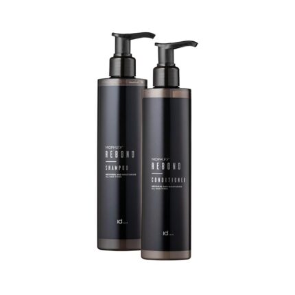 Set Sampon 300ml + Balsam 300ml Niophlex Rebond de la IdHAIR este un set format din Balsam reparare Niophlex REBOND pH 3,5 300ml si Sampon reparare Niophlex REBOND pH 5,5 300ml. Repara si hidrateaza, reface legaturile interioare din firul de par si rehidrateaza in profunzime.