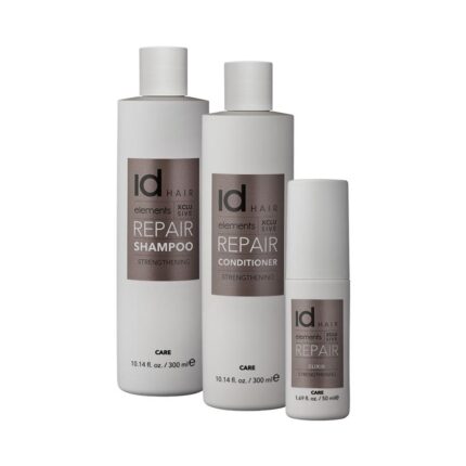 Set Sampon pentru par deteriorat Repair + Balsam pentru par deteriorat + elixir pentru varfuri despicate este conceput special pentru parul deteriorat sau tratat chimic. Samponul reduce efectul stresului oxidativ si are proprietati intense de calmare, fortificare si antioxidare. Balsamul are proprietati de hranire a parului dezvoltate special pentru parul deteriorat sau tratat chimic. Hraneste si repara parul lasandu-l moale si matasos. Elixirul este solutia de reparare fara clatire pentru parul deteriorat, tratat chimic si cu varfuri despicate. Acesta reconstruieste si intareste instantaneu firul de par, lasandu-l matasos, catifelat si fara varfuri despicate.
